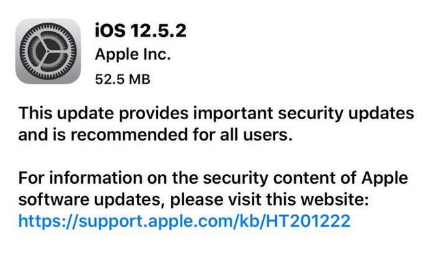 尉氏苹果手机维修分享iOS12.5.2发布，建议所有老苹果用户安装 